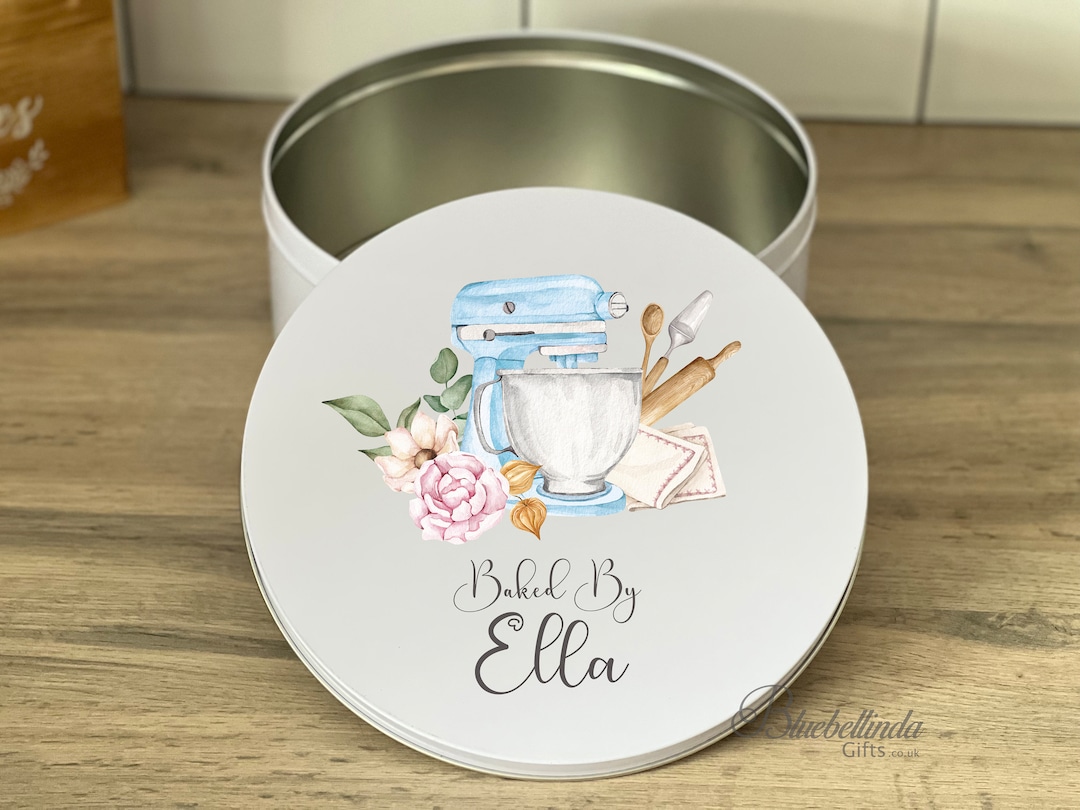 Baked by Personalised CAKE TIN, Personalised Baking Tin, Baking Gift, Personalised Birthday Gift