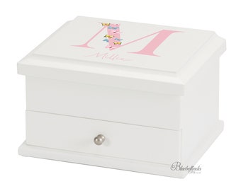 Luxury Personalised Butterfly jewelry / Jewellery Box Pink , baptism gift,christening gift,girls jewelry box Bluebellinda, Bluebellindagifts