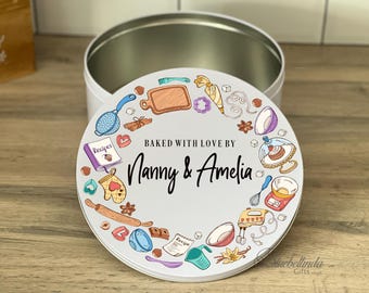 Personalised Baking Cake, from the Kitchen. Baked by. Biscuit tin, kitchen gift, Mother’s Day, Nan Birthday, Bluebellindagifts, Bluebellinda