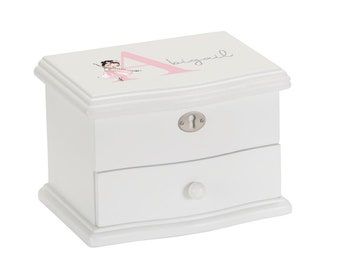 Luxury Personalised Ballerina jewelry / Musical Jewellery Box Pink , baptism gift,christening gift,girls jewelry box Bluebellinda,