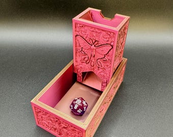 Tour de dés pliable pour RPG TTRPG DnD, accessoire de jeu D&D de poche, design Luna Moth, accessoire de jeu DnD