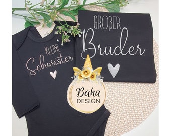 Sibling outfit, little sister, big brother body t-shirt, personalized birth gift, pregnancy announcement, photo shoot
