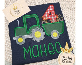 Birthday shirt tractor, T-shirt with number and name, tractor boy birthday shirt, boy birthday 2 3 4 5 6 farm