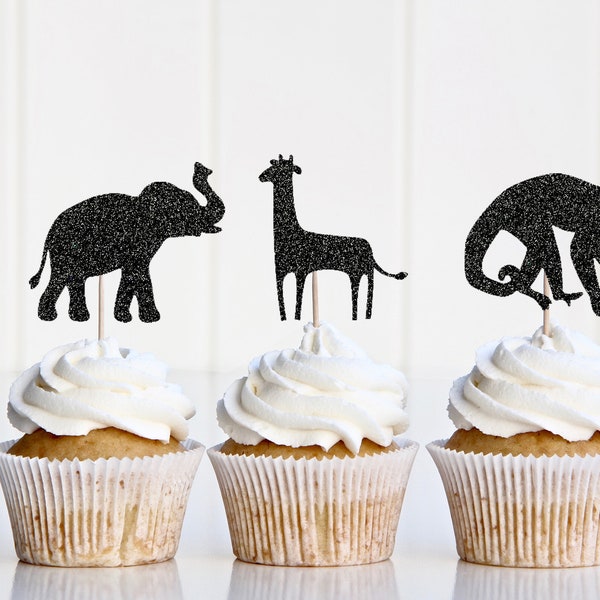 Jungle Animals Cupcake Topper | Jungle Theme Birthday Party | Cupcake decoration | Monkey, Giraffe, Elephant