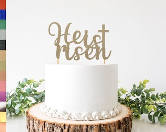 He Is Risen Cake Topper | Easter Cake Topper | Non-shedding Glitter or Mirror Card | Happy Easter | Resurrection Sunday | Easter Cake Décor