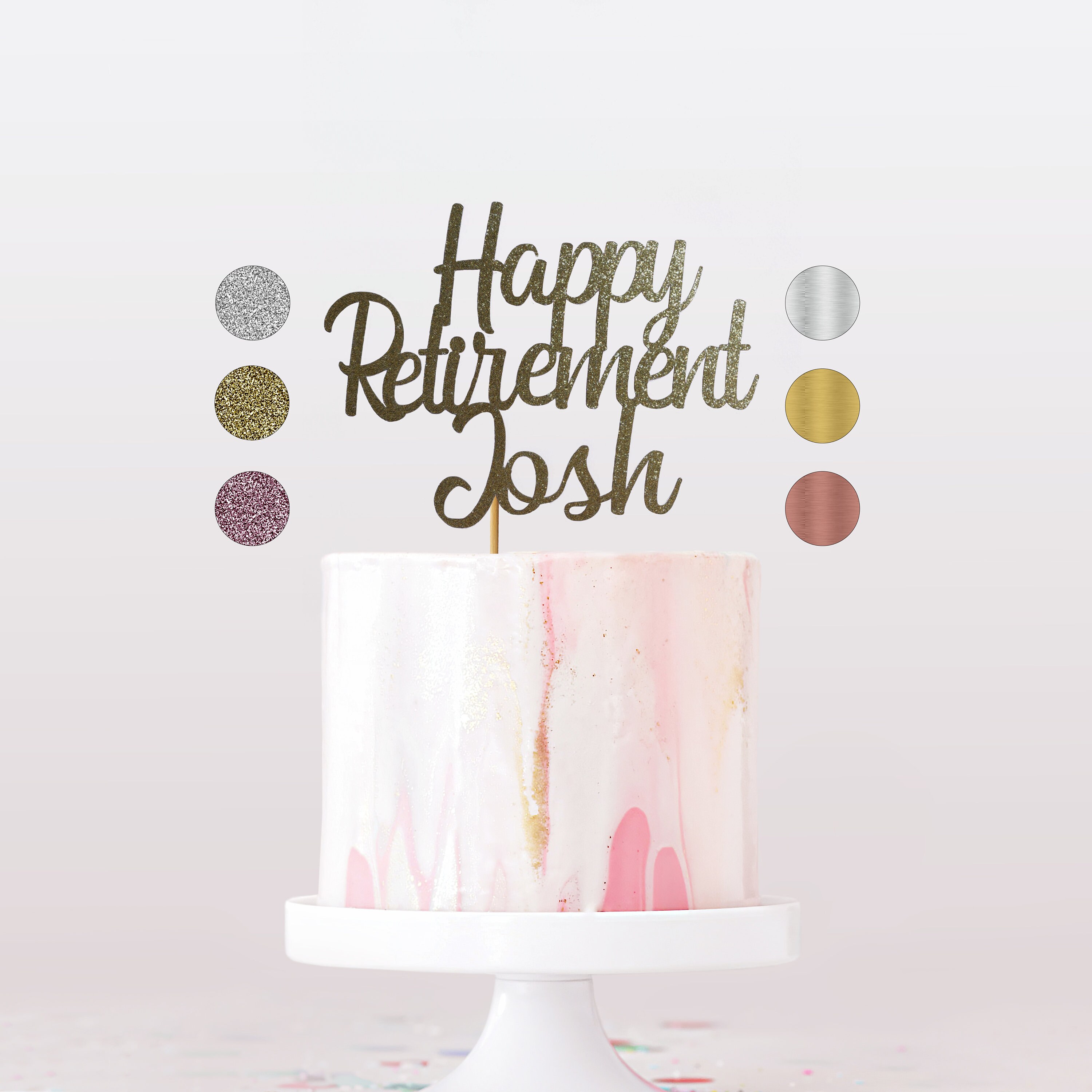 Personalised Happy Retirement Cake Topper | Add name | Mirror or Non-…