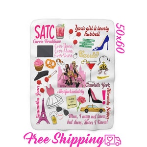 Sex and the City Blanket, Sherpa Fleece Blanket, The Perfect Gift for Any Sex and the City Fan, Carrie Bradshaw Quotes, Manhattan New York
