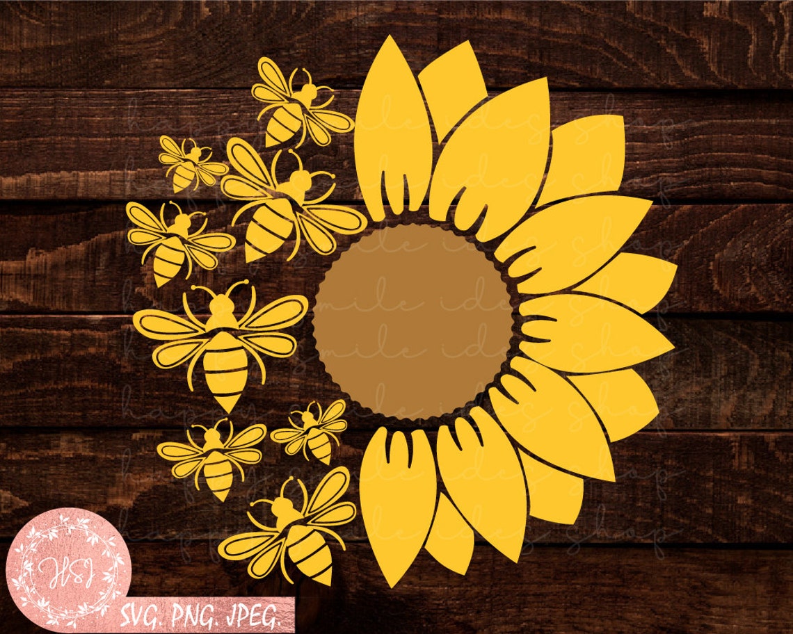 Sunflower and Bee SVG Sunflower Svg Bee Svg Summer Svg Bee Etsy