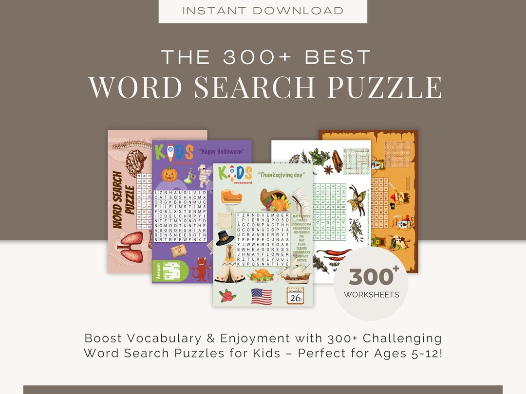 300 Printable Word Search Puzzle Games for All Ages Fun & Educational ...
