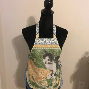 Handmade Child Sized Kitchen Apron - Kittens - Spring Time