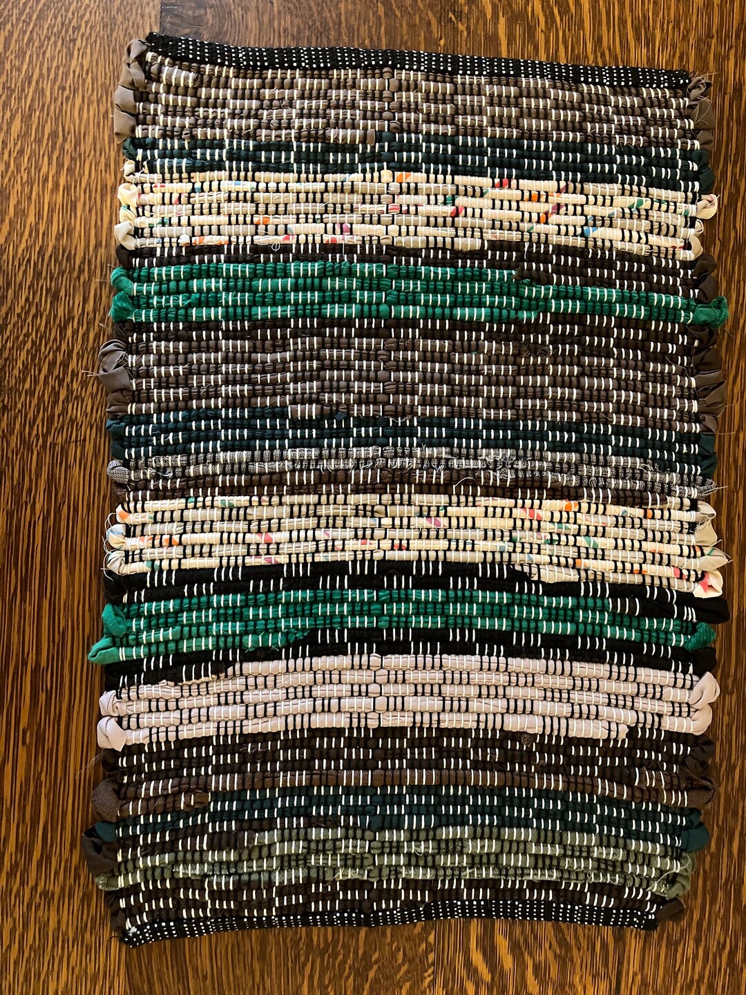 Handwoven Amish Rag Rug Table Runner 17 X 11 Etsy