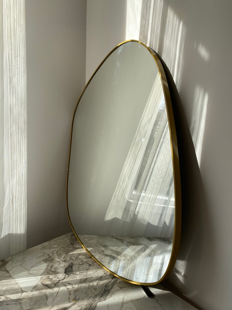 Asymmetrical Mirror Gold Brass Irregular Mirror Room decor Etsy
