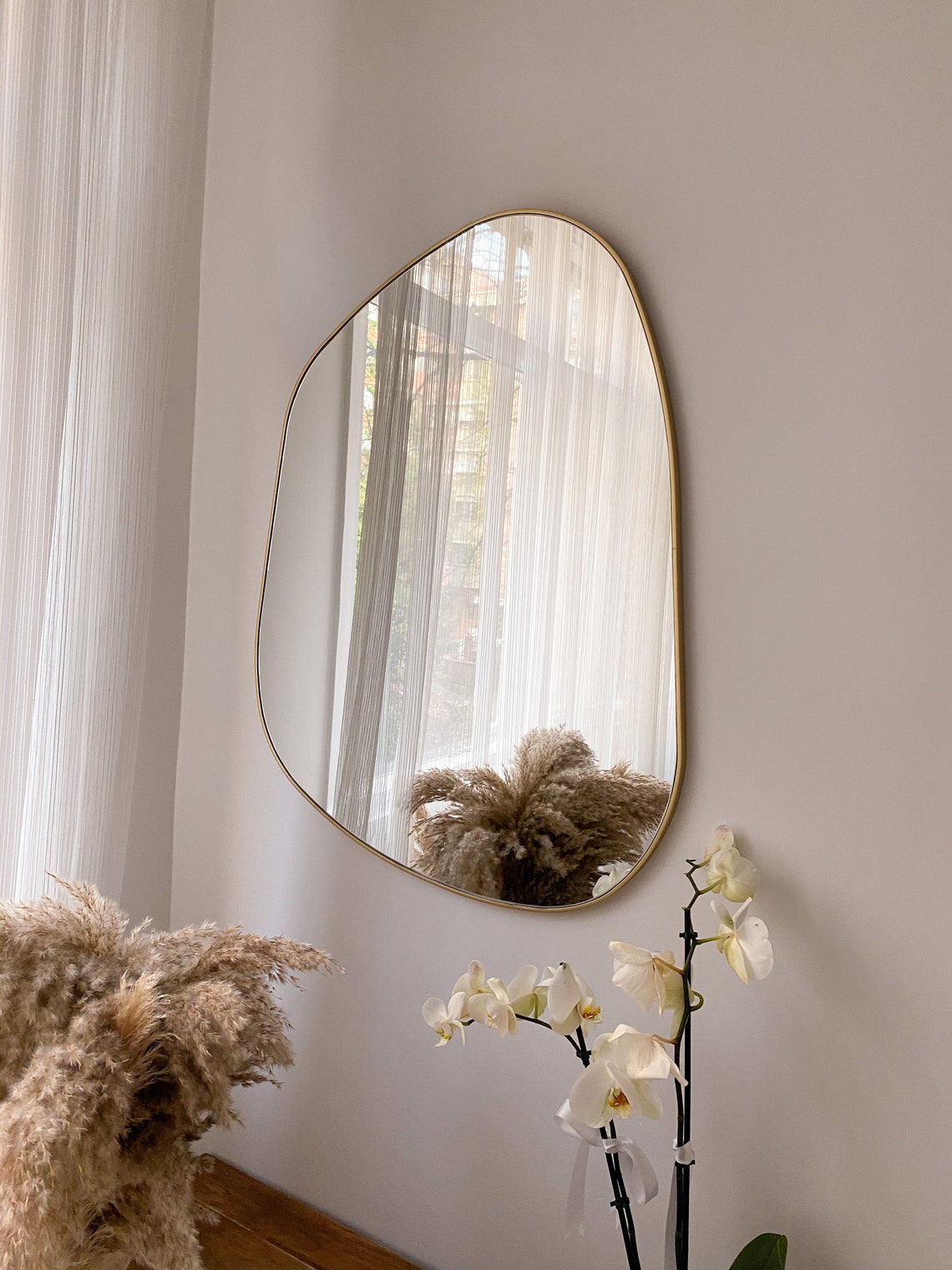 Asymmetrical Mirror Gold Brass Irregular Mirror Room decor Etsy