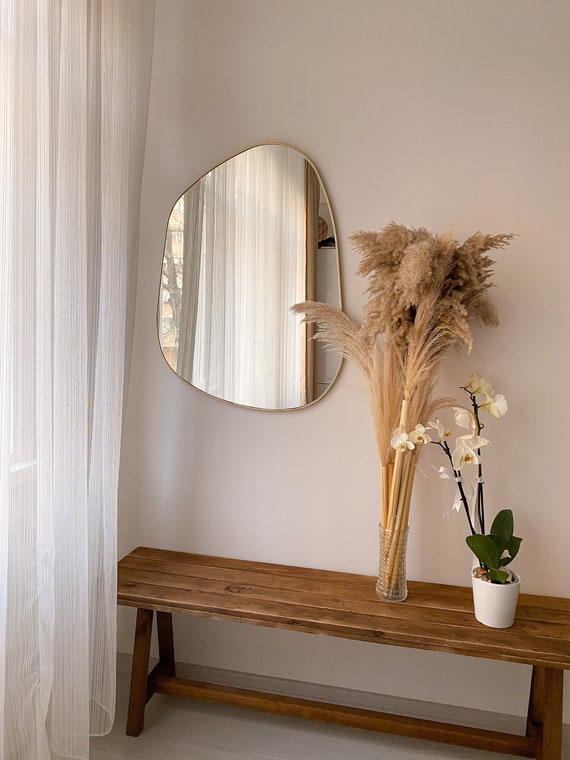 Asymmetrical Mirror Gold Brass Irregular Mirror Room decor | Etsy