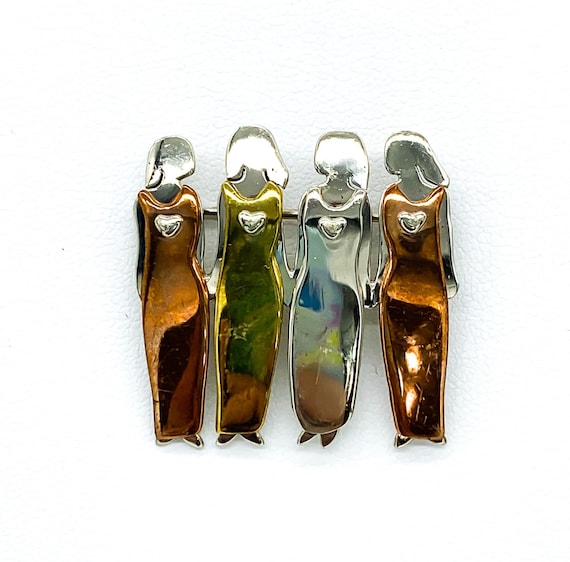 Vintage Artisan Made Sterling Silver Four Sisters