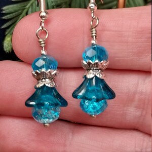 Beautiful Blue Lotus Flower Earrings