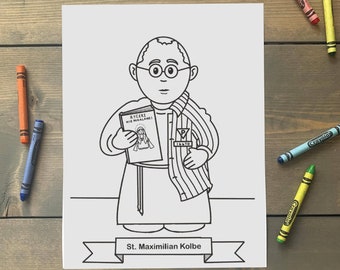 Página para colorir de São Maximiliano Kolbe para crianças católicas - Download digital - Imprima você mesmo e pinte