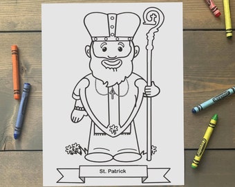 St. Patrick Coloring Page for Catholic Kids - Digital Download - Print Yourself and Color