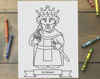 St. Edward Coloring Page for Catholic Kids - Digital Download - Print Yourself and Color