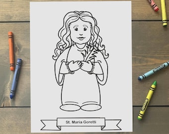 St. Maria Goretti Coloring Page for Catholic Kids - Digital Download - Print Yourself and Color