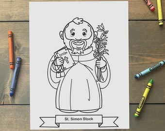 St. Simon Stock Coloring Page for Catholic Kids - Digital Download - Print Yourself and Color