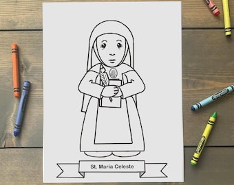 St. Maria Celeste Coloring Page for Catholic Kids - Digital Download - Print Yourself and Color