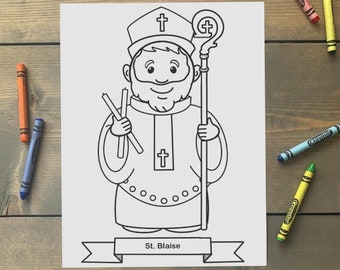 St. Blaise Coloring Page for Catholic Kids - Digital Download - Print Yourself and Color