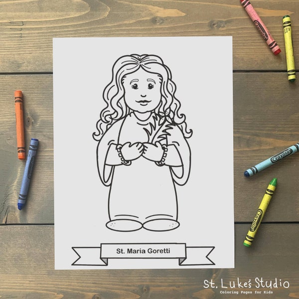 St. Maria Goretti Coloring Page for Catholic Kids - Digital Download - Print Yourself and Color