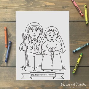 Sts Francisco & Jacinta Marto Coloring Page for Catholic Kids - Digital Download - Print Yourself and Color