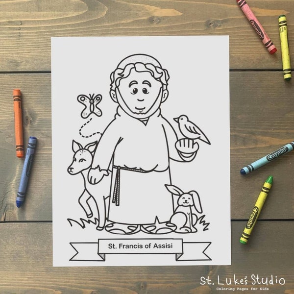 St. Francis of Assisi Coloring Page for Catholic Kids - Digital Download - Print Yourself and Color