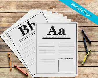Learn To Write Coloring and Handwriting Pages for Kids 26 Pages - Pre-K, Kindergarten, and 1st Grade Writing Activity