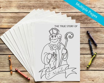 St. Nicholas, The True Story Coloring and Learning Book for Catholic Kids - Digital Download - Print Yourself and Color