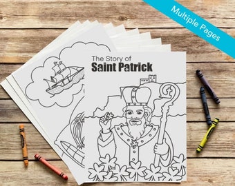 The Story of St. Patrick Coloring and Learning Book for Catholic Kids - Digital Download - Print Yourself and Color Active Photos