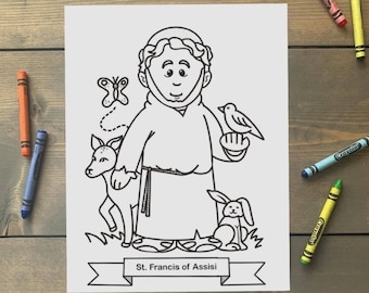 St. Francis of Assisi Coloring Page for Catholic Kids - Digital Download - Print Yourself and Color