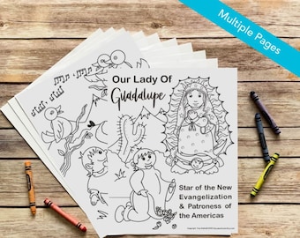 Our Lady of Guadalupe Coloring and Learning Book for Catholic Kids - Digital Download - Print Yourself and Color
