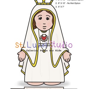 Our Lady of Fatima Coloring Pages & Printable Photos for Catholic Kids Digital Download Print Yourself and Color image 7