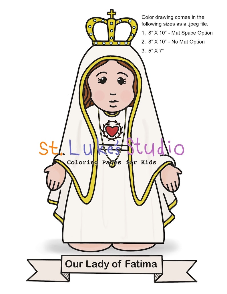 Our Lady of Fatima Coloring Pages & Printable Photos for Catholic Kids Digital Download Print Yourself and Color image 7