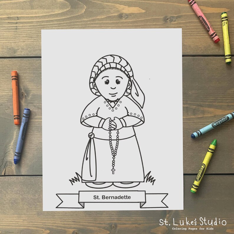 St. Bernadette Coloring Page for Catholic Kids Digital Download Print