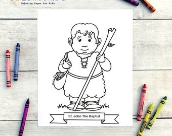 Página para colorir de São João Batista para crianças católicas - Download digital - Atividade em sala de aula - Escola em casa