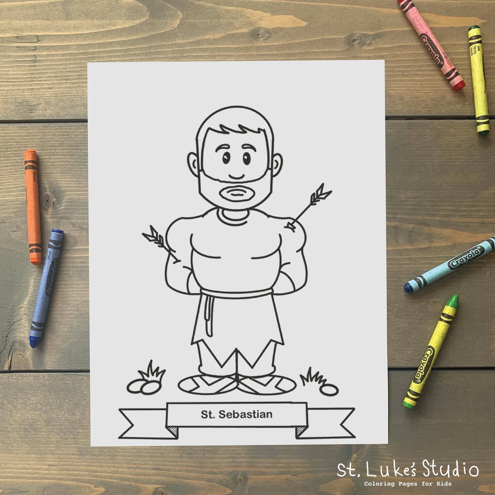 St Sebastian Coloring Page For Catholic Kids Digital Etsy