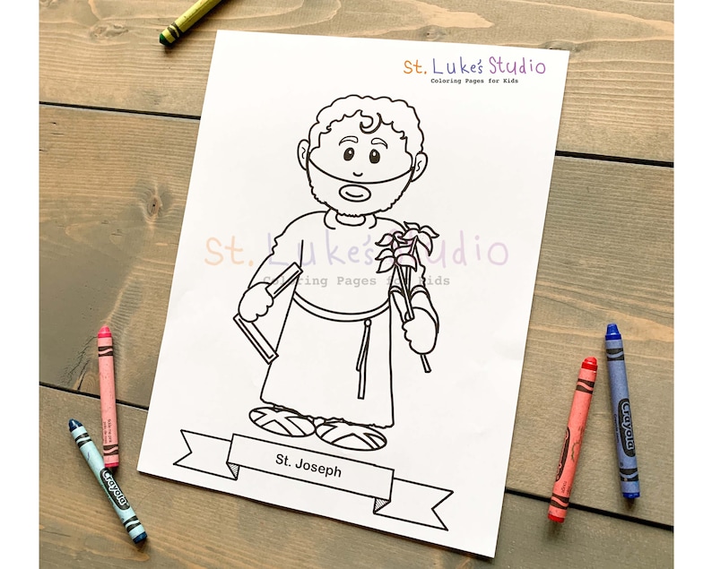 St. Joseph Coloring Page for Catholic Kids Digital Download Print ...