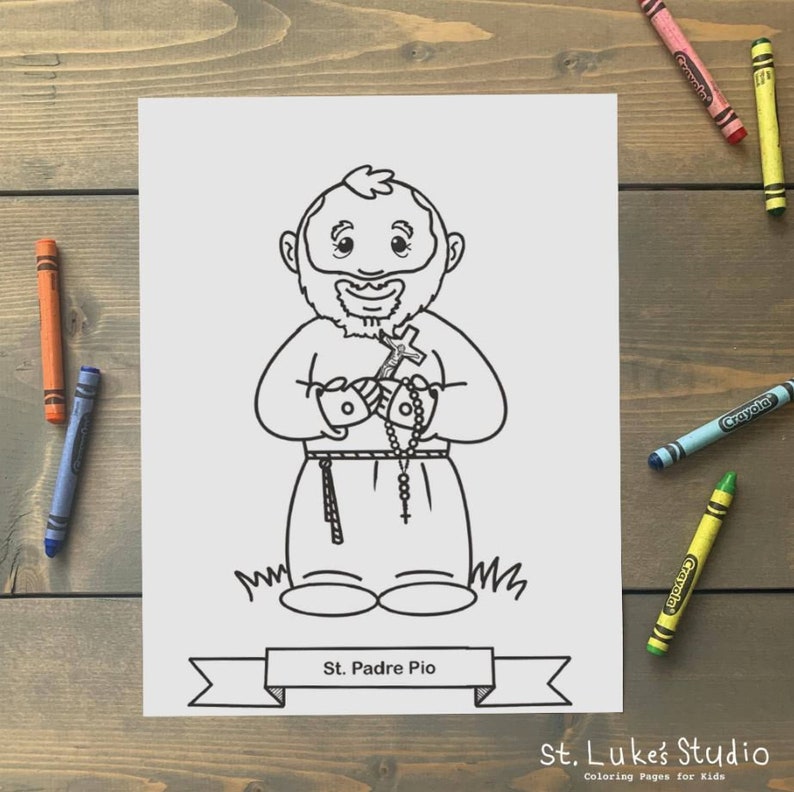 St. Padre Pio Coloring Page for Catholic Kids Digital Download Print