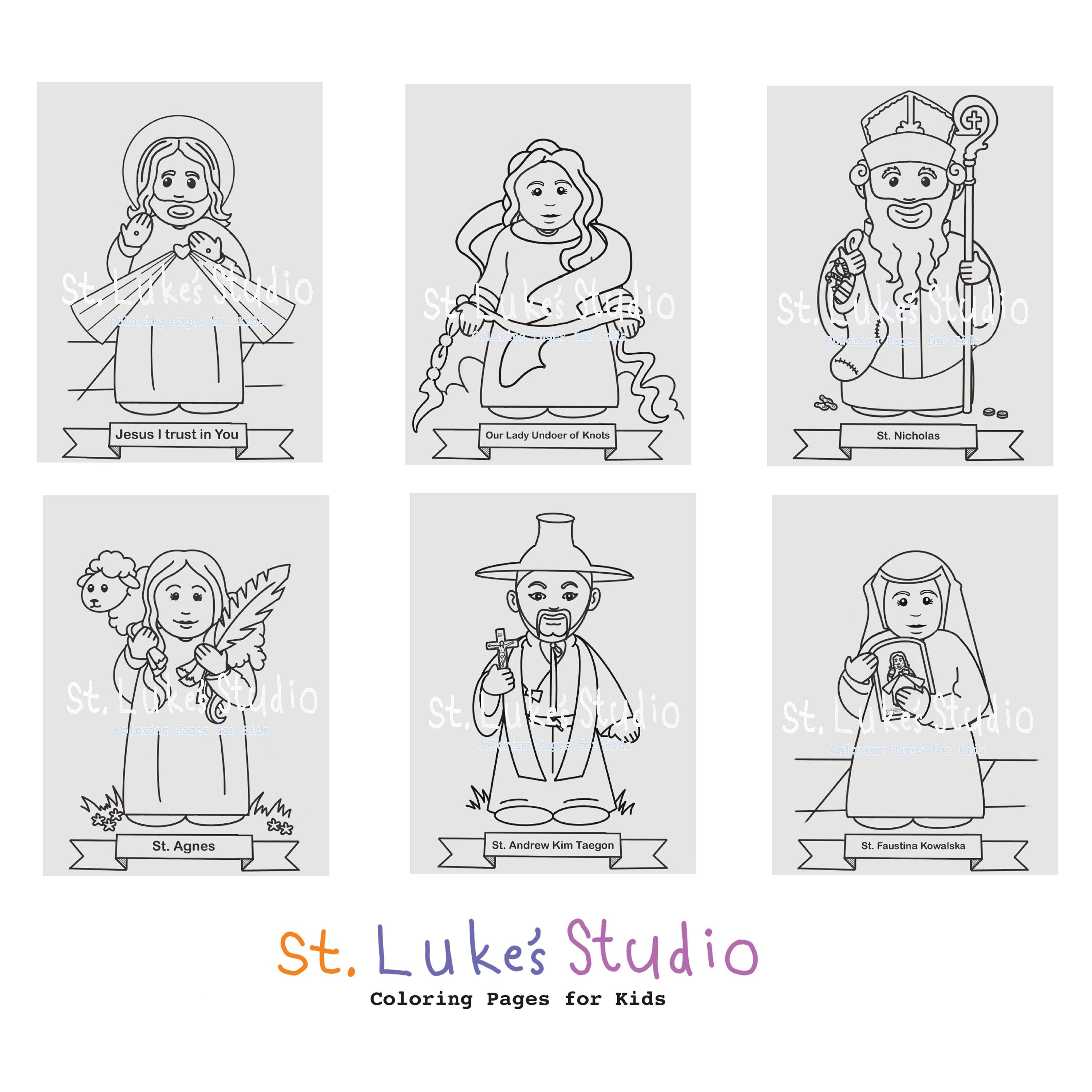 Collection of Saints Bundle (volume 4 of 4) Coloring Pages for Catholic ...