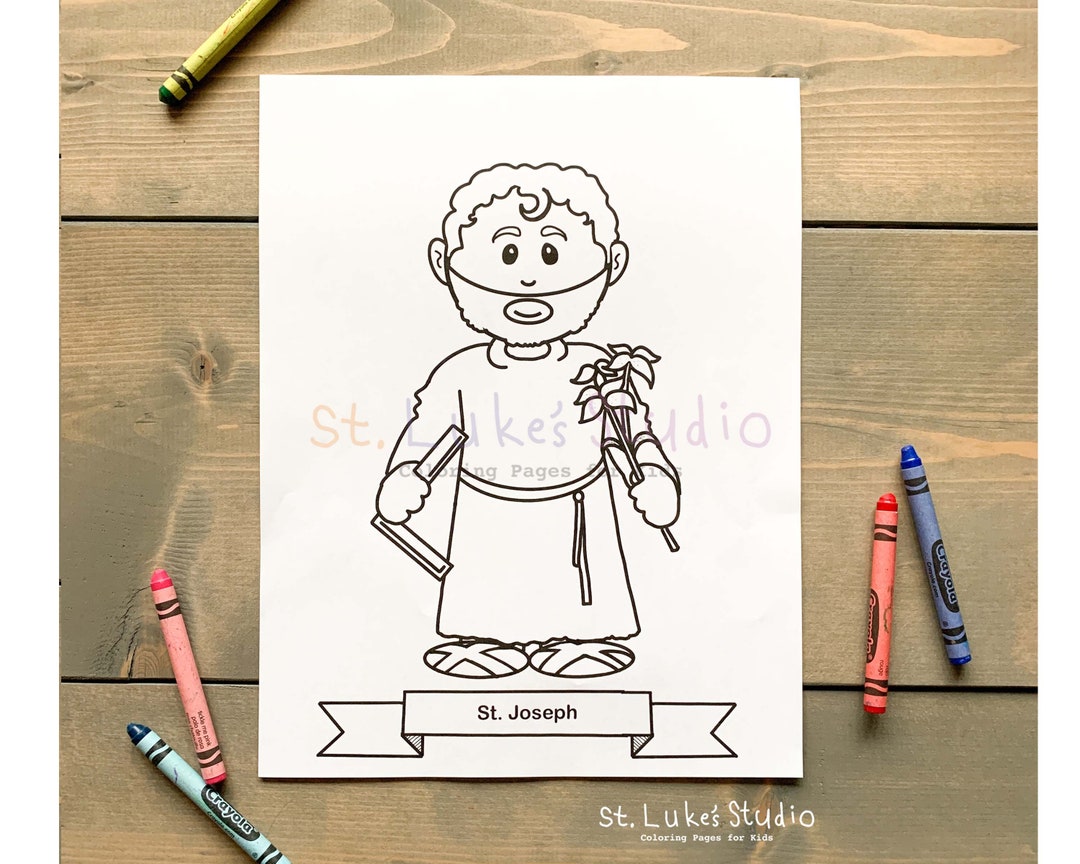 St. Joseph Coloring Page for Catholic Kids Digital Download Print