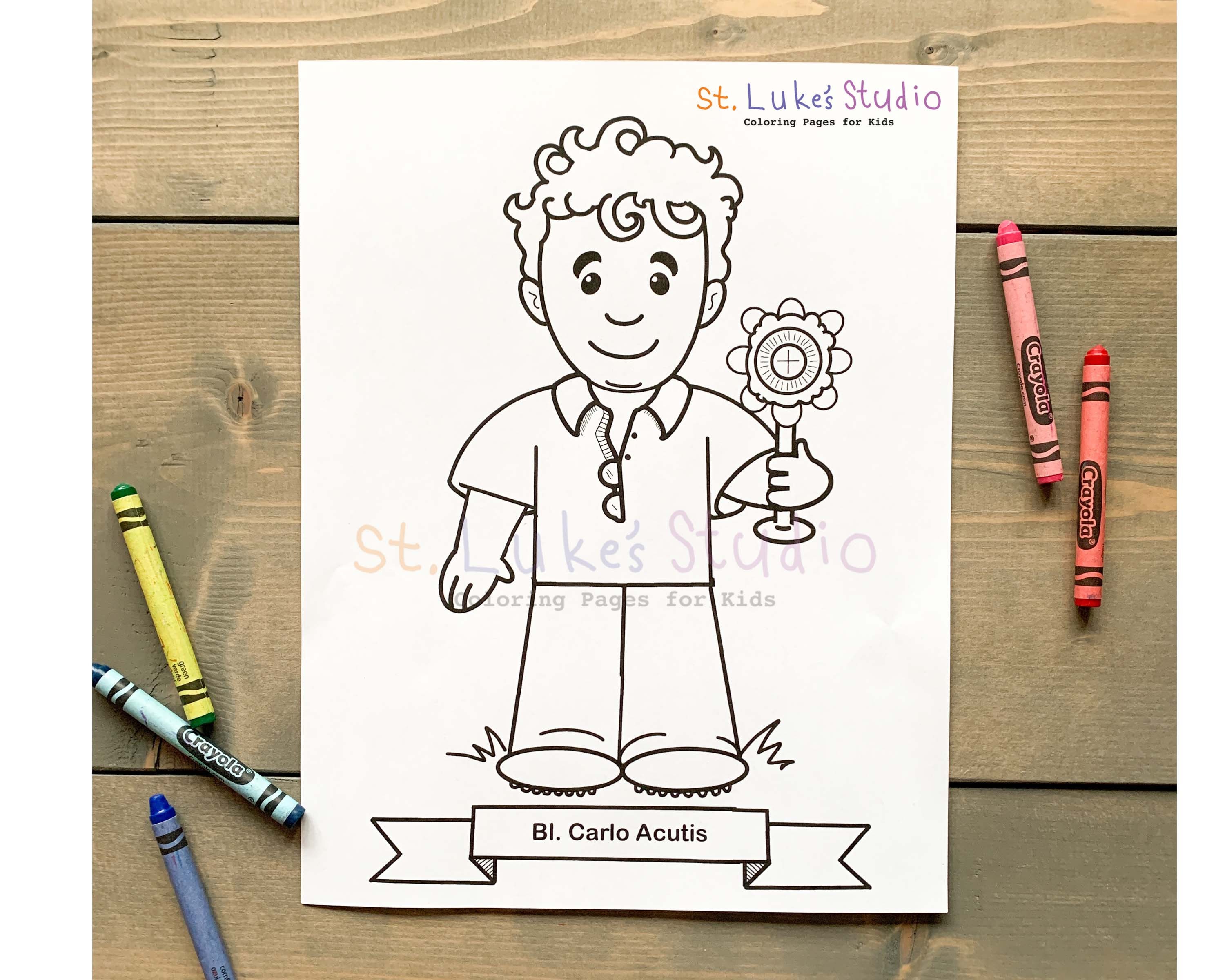 Blessed Carlo Acutis Coloring Page for Catholic Kids Digital | Etsy.de