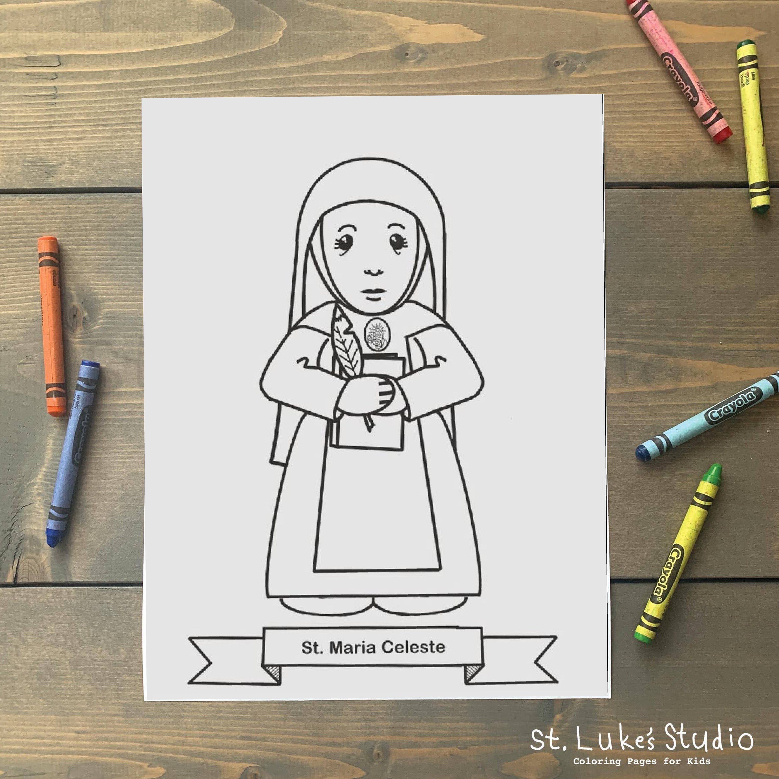 St. Maria Celeste Coloring Page for Catholic Kids - Digital Download - Print Yourself and Color