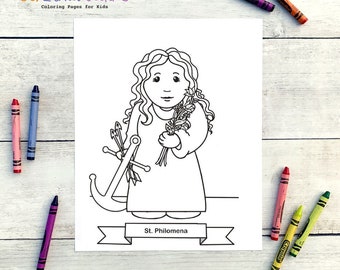 Página para colorir de Santa Filomena para crianças católicas - Download digital - Imprima você mesmo e pinte