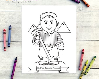 Página para colorir de São Pier Georgio Frassati para crianças católicas - Download digital - Imprima e pinte você mesmo