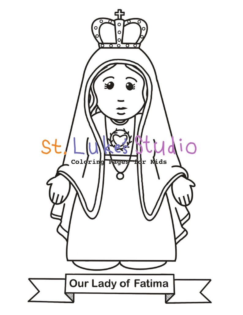 Our Lady of Fatima Coloring Pages & Printable Photos for Catholic Kids Digital Download Print Yourself and Color image 5