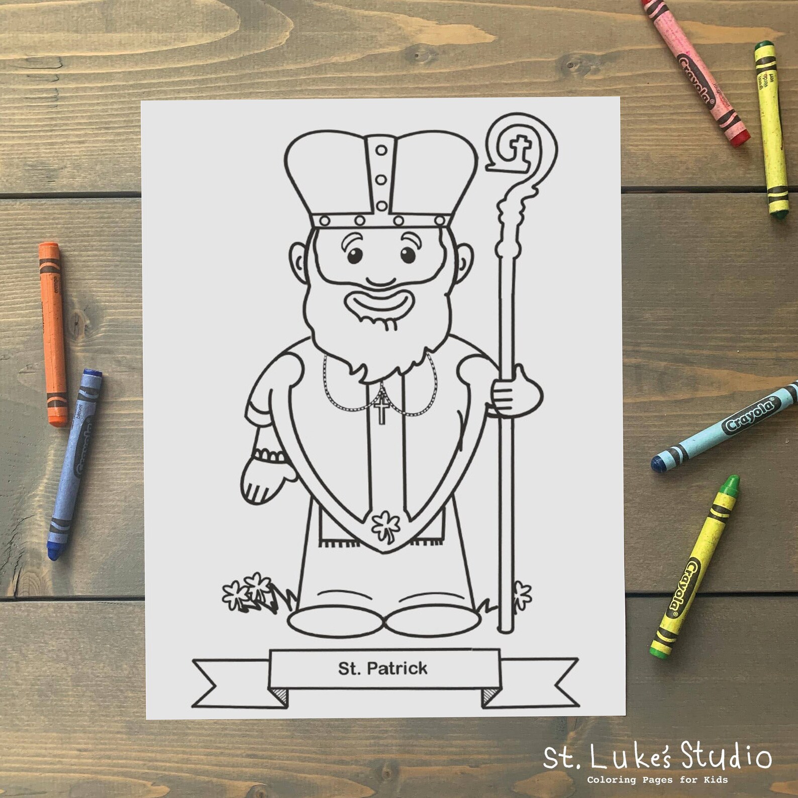 St. Patrick Coloring Page for Catholic Kids - Digital Download - Print ...